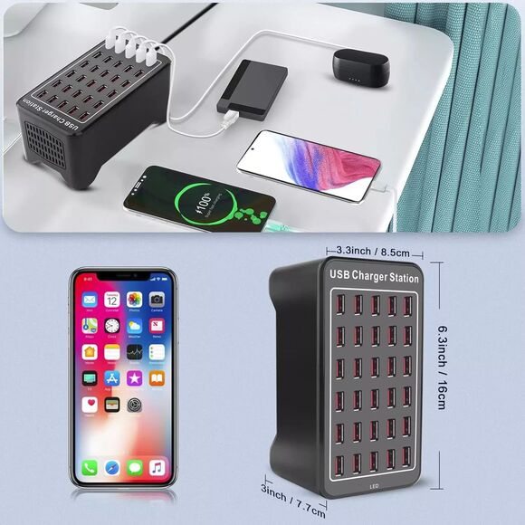 USB Charger, Cinlinso 30 Port 150W(30A) USB Charging Station Multi Port USB Hub - Picture 7 of 7